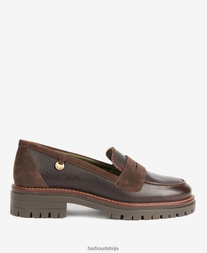 Barbour sievietes velma loafers P8J88A2142 apavi tumši brūns