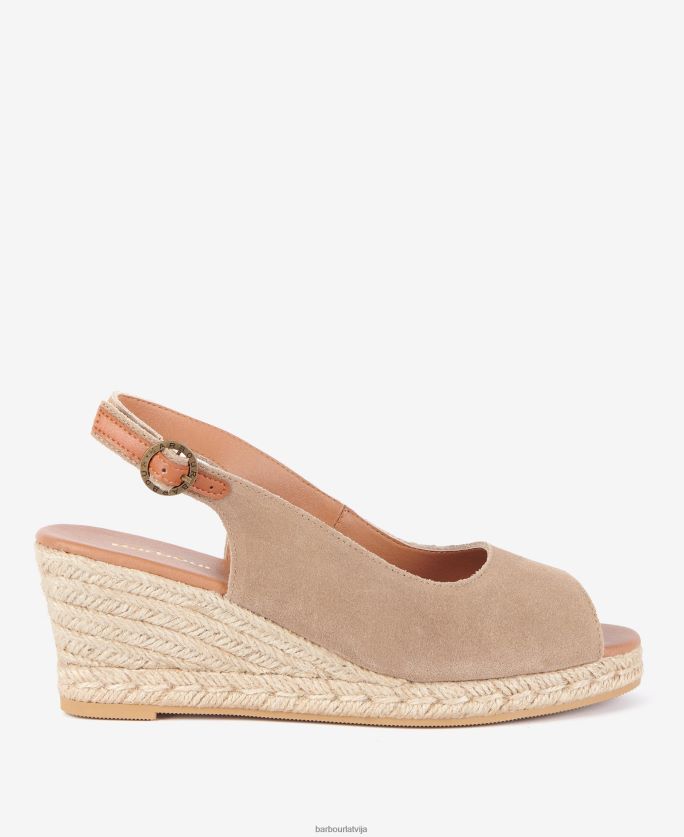 Barbour sievietes nadia peep-toe espadrille ķīļi P8J88A2090 apavi konjaks