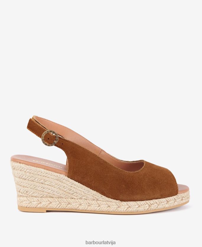 Barbour sievietes nadia peep-toe espadrille ķīļi P8J88A2093 apavi konjaks